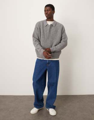 Asos Design Oversized Boxy Fit Heavyweight Knit Wool Blend Cardigan In Animal Print