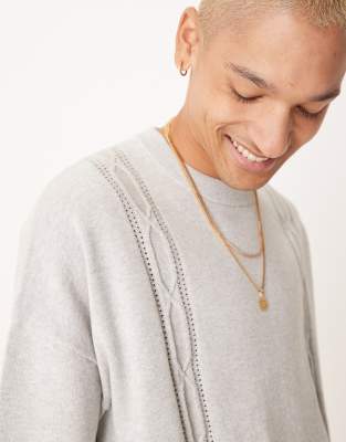 Asos Design Oversized Boxy Fit Knit Crew Neck T-shirt With Embroidery Detail