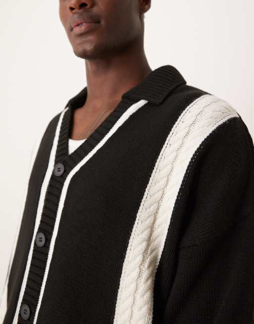ASOS DESIGN oversized boxy fit knitted cardigan with collar and