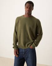 ASOS DESIGN super oversized boxy fit brushed knitted quarter zip sweater in khaki
