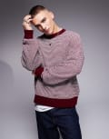 [ASOS DESIGN] ASOS DESIGN oversized boxy fit knitted crew neck jumper with texture pattern in brown S BROWN