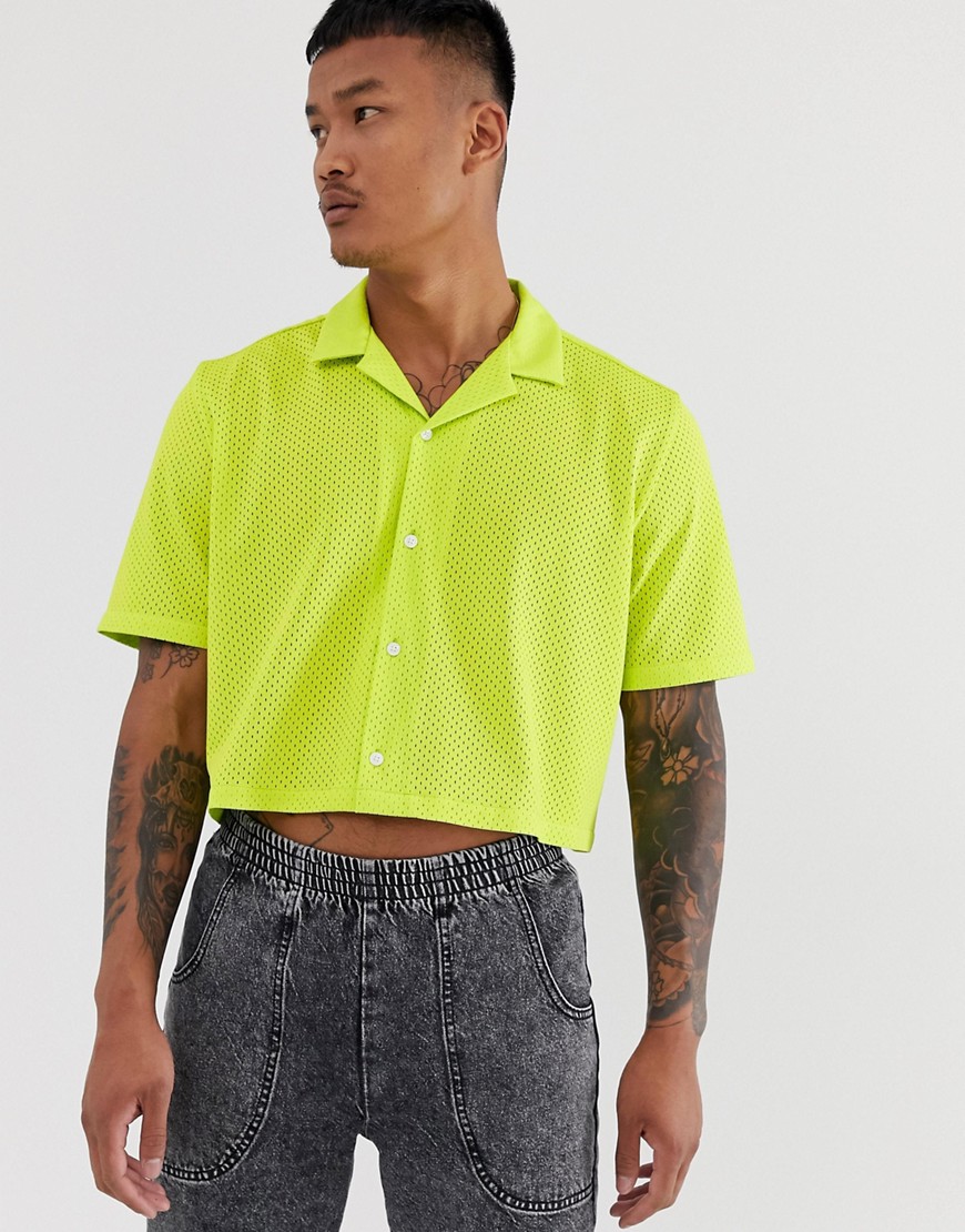 ASOS DESIGN oversized boxy fit mesh shirt-Green