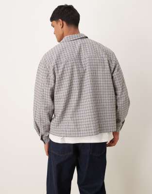 ASOS DESIGN - Oversized firkantet flonelsskjorte med hanefjedsmønster 