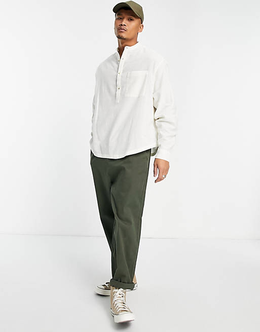  oversized boxy grandad shirt in cotton 