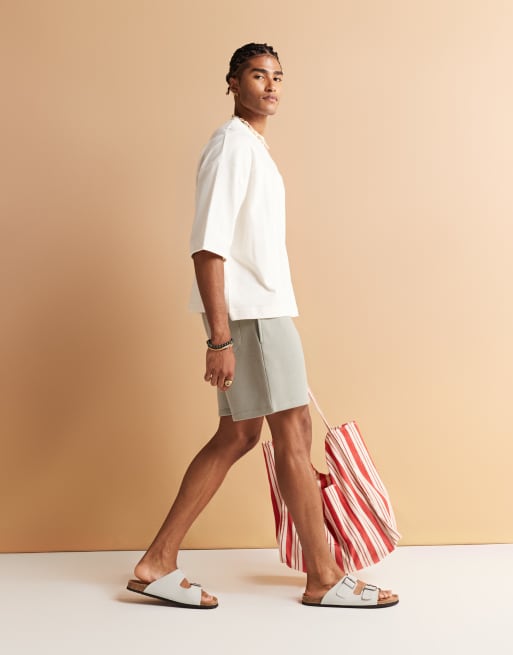 ASOS DESIGN oversized boxy half sleeve T-shirt in cream