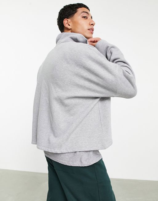 ASOS DESIGN half zip sweatshirt in gray heather