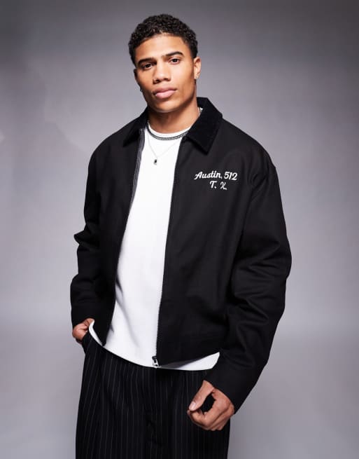 everyone nylon silk oversized harrington jacket (BLACK