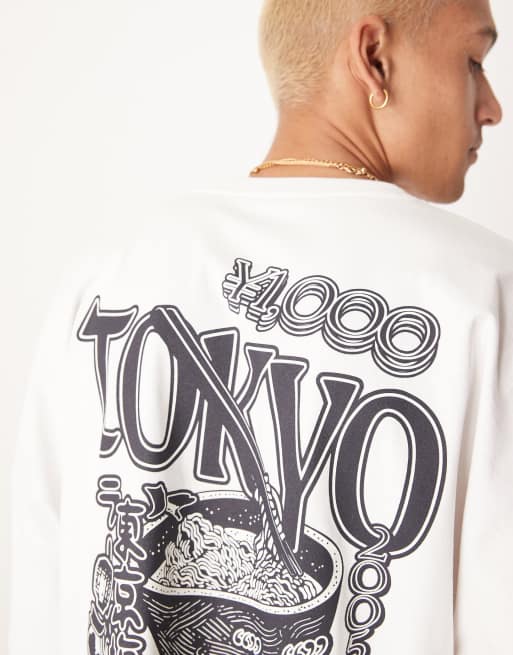 ASOS DESIGN oversized boxy heavyweight 240gsm t-shirt with back print in white, 4 of 4
