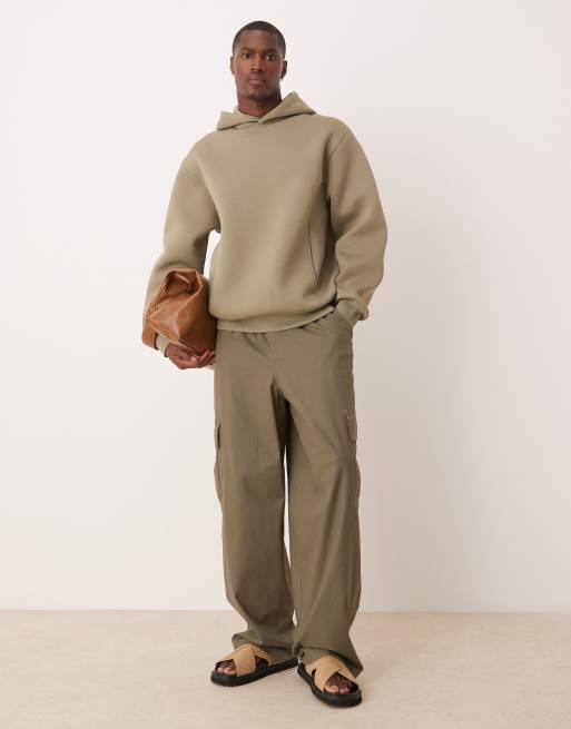 ASOS DESIGN oversized boxy heavyweight scuba hoodie in khaki
