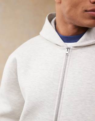 ASOS DESIGN oversized boxy heavyweight scuba zip through hoodie in grey marl