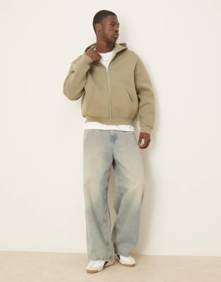 Asos Design Oversized Boxy Heavyweight Scuba Zip Up Hoodie