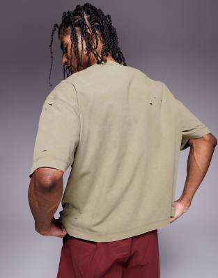 Asos Design Oversized Boxy Heavyweight Washed T-shirt 220gsm In Neutral