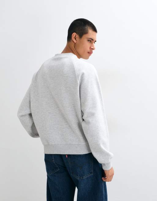ASOS DESIGN oversized boxy Henley med pigmentprint og vævet stropdetalje i grå, 5 af 5