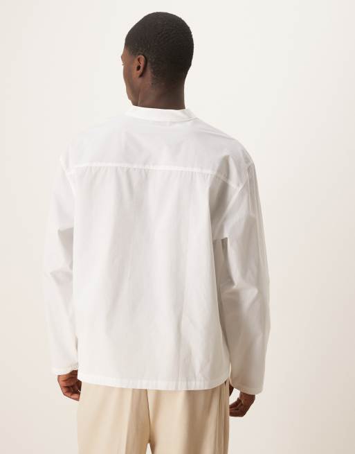 ASOS DESIGN oversized boxy henley neck shirt in white