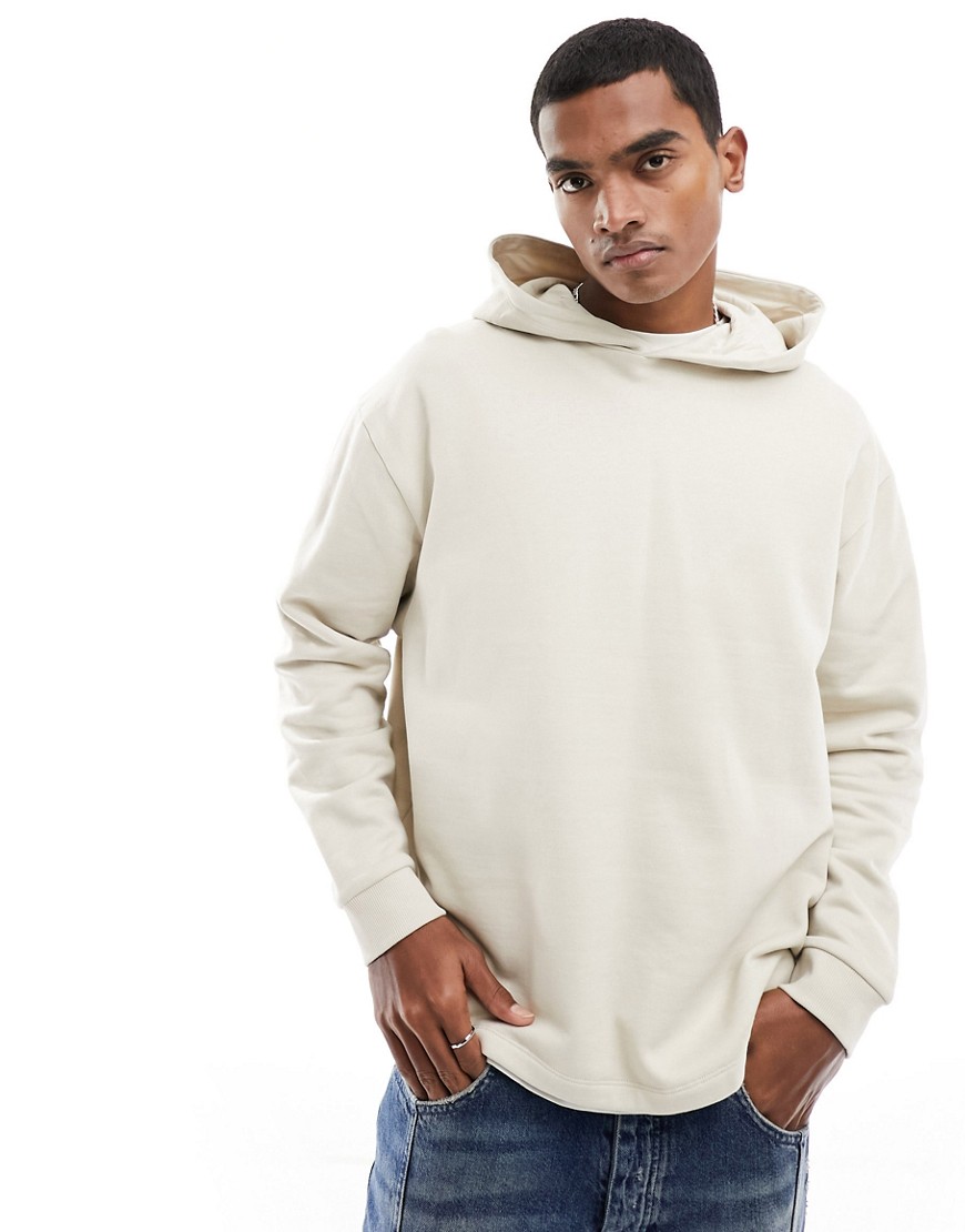 ASOS DESIGN oversized boxy hoodie in beige-Neutral