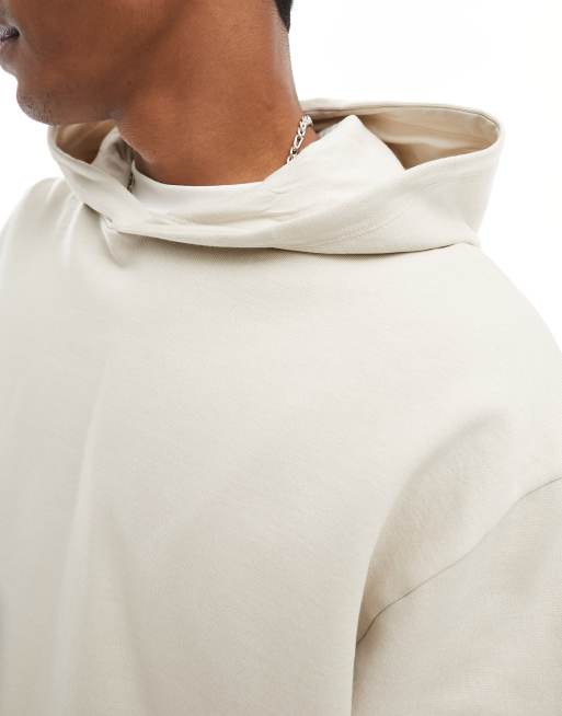 ASOS DESIGN oversized boxy hoodie in beige