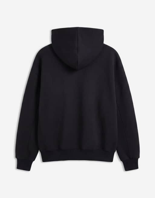ASOS DESIGN oversized boxy hoodie in black scuba-style fabric, 7 of 9
