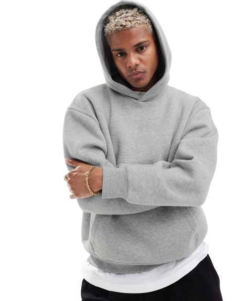 ASOS DESIGN oversized boxy hoodie in heather gray - view 1