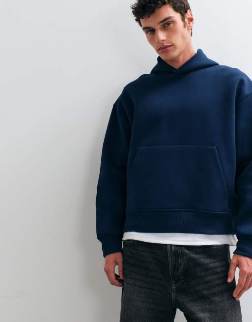 ASOS DESIGN oversized boxy hoodie in scuba-style fabric in blue, 5 of 5