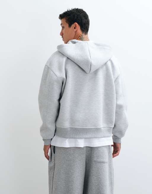 ASOS DESIGN oversized boxy hoodie in scuba-style fabric in gray, 4 of 5