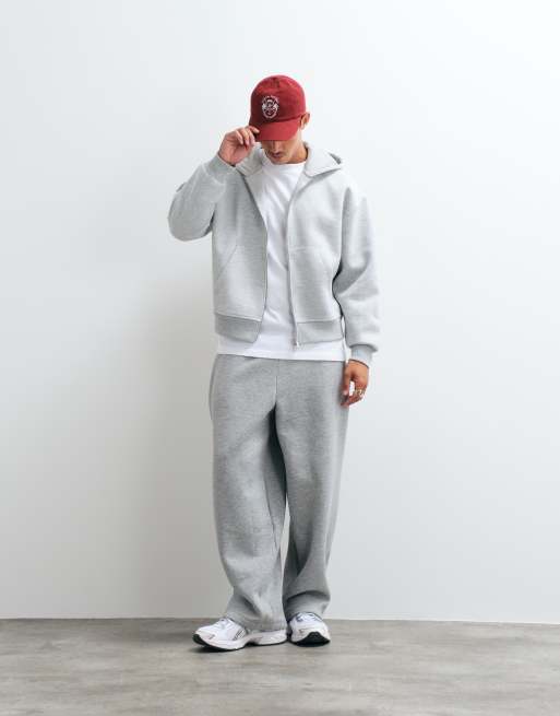 ASOS DESIGN oversized boxy hoodie in scuba-style fabric in grey, 3 of 5