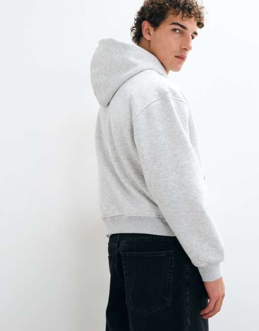 ASOS DESIGN oversized boxy hoodie met applicatie van dezelfde stof in lichtgrijs, 5 van 9