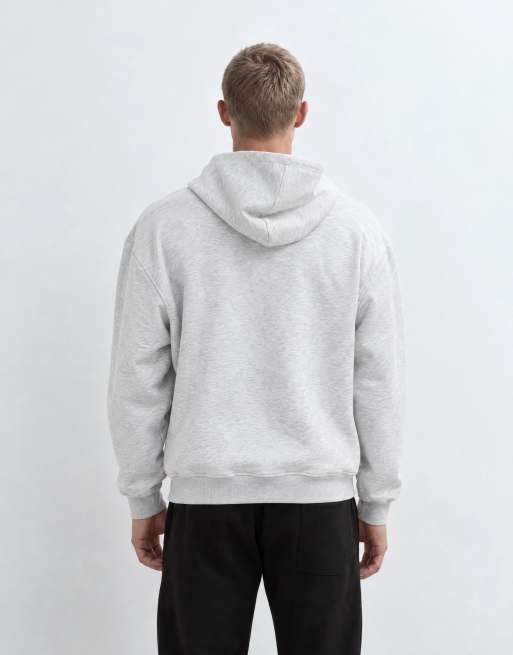 ASOS DESIGN oversized boxy hoodie met applicatie van dezelfde stof in lichtgrijs, 7 van 9