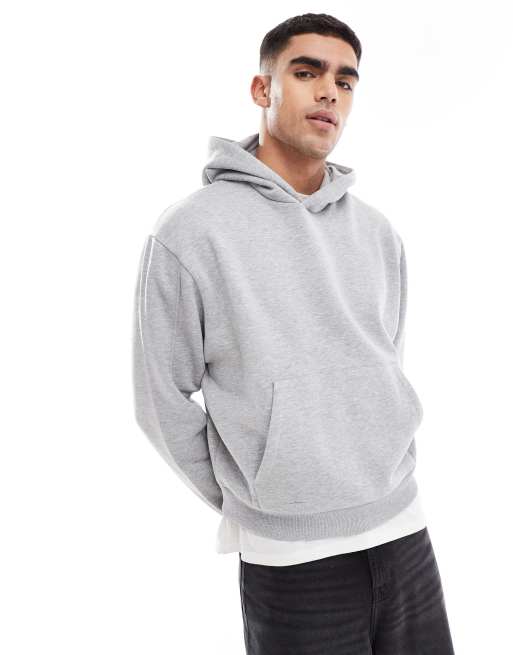 ASOS DESIGN oversized boxy hoodie with back print and seam detail in gray heather, 2 of 4