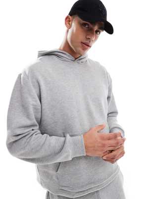 ASOS DESIGN oversized boxy hoodie with raw hem in grey marl (part of a set) - view 1