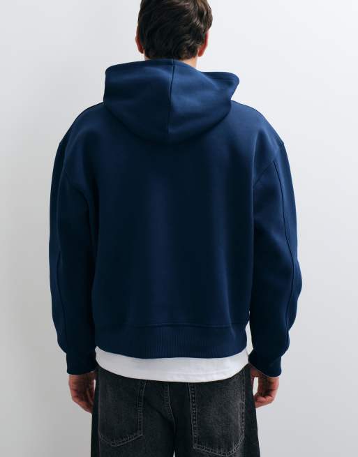 ASOS DESIGN oversized boxy hættetrøje i scuba-lignende stof i blå, 4 af 5