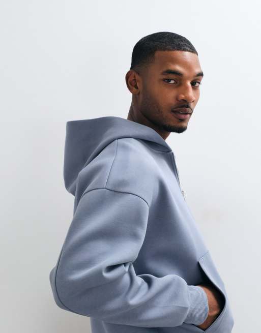 ASOS DESIGN oversized boxy hættetrøje med broderet print i scuba-lignende stof i brun, 5 af 5