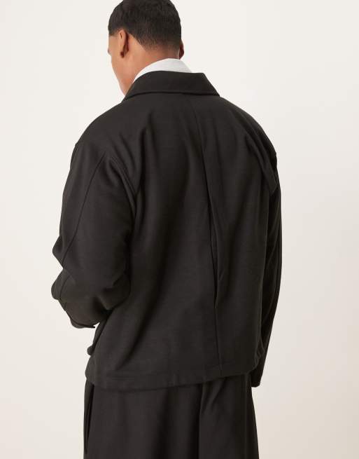 ASOS DESIGN oversized boxy jacket in black scuba-style fabric