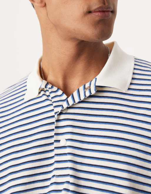 ASOS DESIGN oversized boxy long sleeve polo in stripe