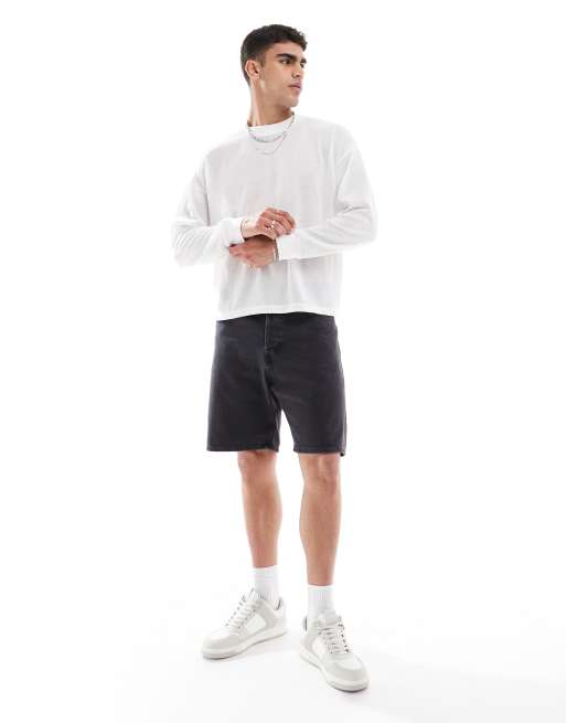 ASOS DESIGN oversized boxy long sleeve t-shirt in cream