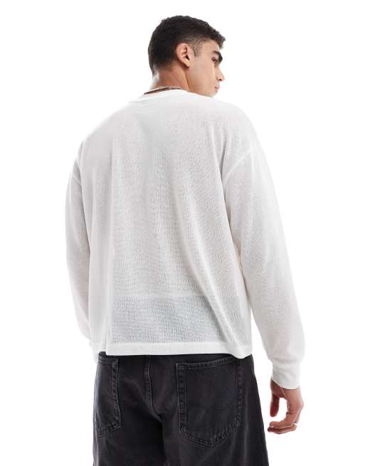 ASOS DESIGN oversized boxy long sleeve t-shirt in cream