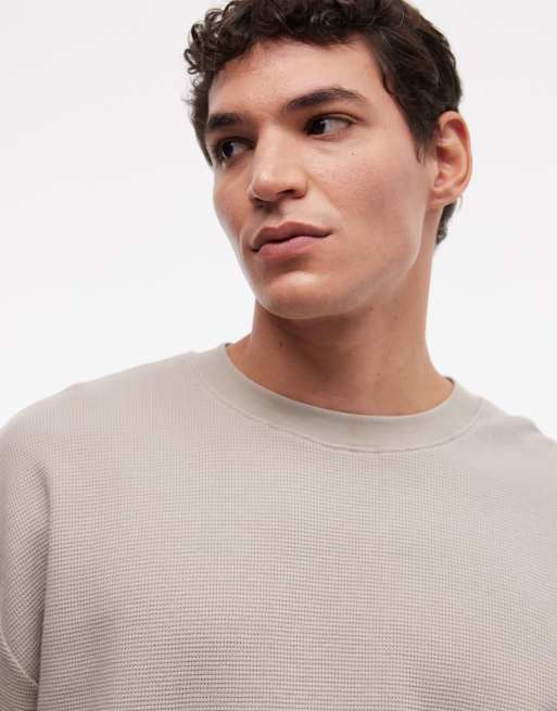 ASOS DESIGN oversized boxy long sleeve t-shirt in grey waffle  , 3 of 5