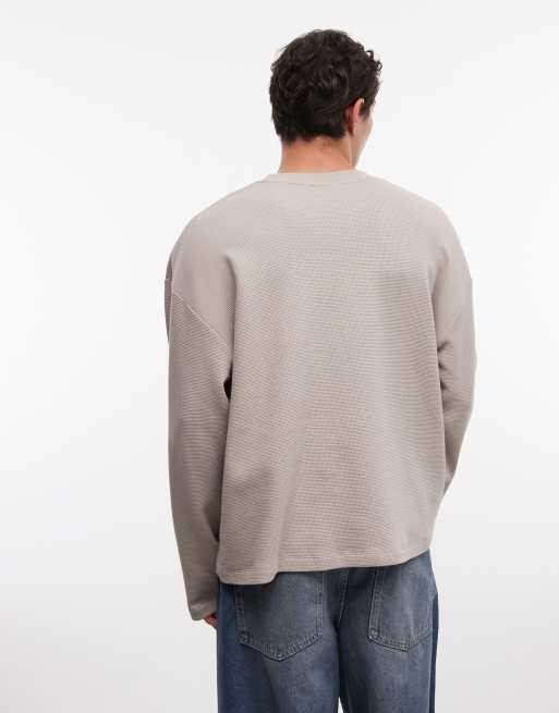 ASOS DESIGN oversized boxy long sleeve t-shirt in grey waffle  , 5 of 5