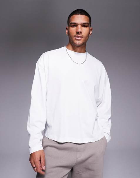 ASOS DESIGN oversized boxy long sleeve t-shirt with drop armhole in white - view 1