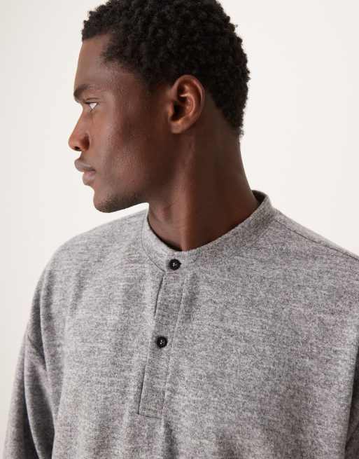 ASOS DESIGN oversized boxy long sleeve t-shirt with henley