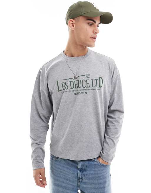 ASOS DESIGN oversized boxy long sleeve t-shirt with text print