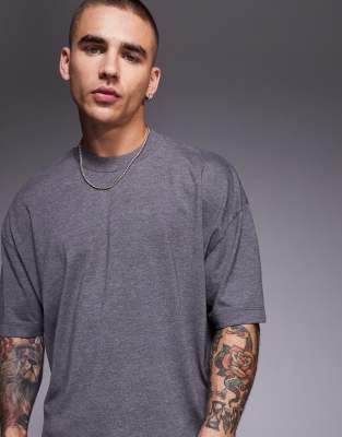 Asos Design Oversized Boxy Overdyed Heather T-shirt In Gray