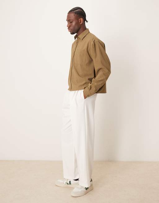 ASOS DESIGN - Oversized boxy overhemd in kaki gestreept, 2 van 4