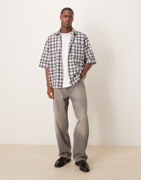 ASOS DESIGN - Oversized boxy overhemd met ruitmotief in zwart en wit - view 1