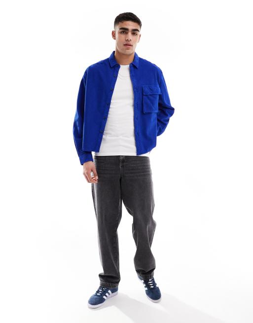 ASOS DESIGN - Oversized boxy overhemd van diagonaal corduroy in kobaltblauw, 3 van 4