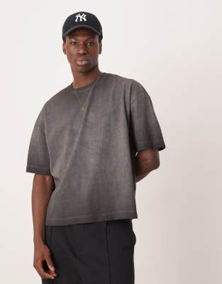 Asos Design Oversized Boxy Pigment Dye T-shirt In Black