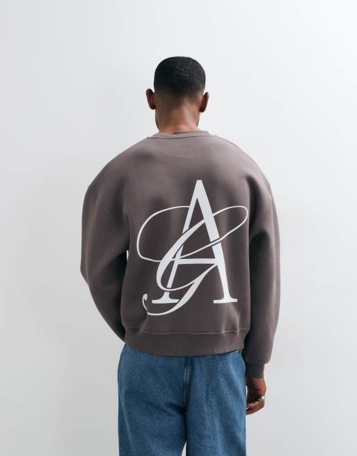 ASOS DESIGN oversized boxy pique stijl sweatshirt met pigmentprint in blauw, 3 van 5