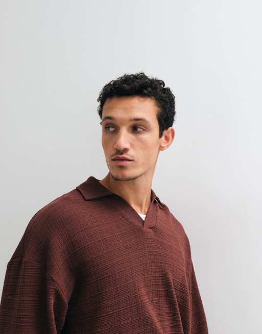 ASOS DESIGN oversized boxy polo in brown, 2 of 5