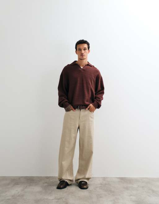 ASOS DESIGN oversized boxy polo in brown, 3 of 5