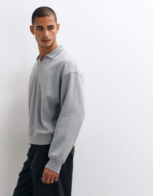 ASOS DESIGN oversized boxy polo in grey marl, 4 of 5