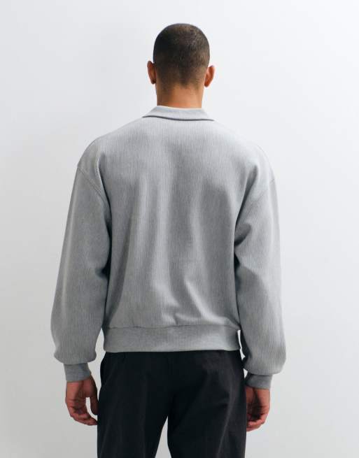 ASOS DESIGN oversized boxy polo in grey marl, 5 of 5